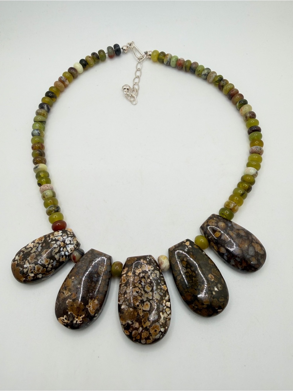 up to 19" DTR Jay King ALL JASPER statement necklace in stamped sterling silver! - Picture 4 of 15